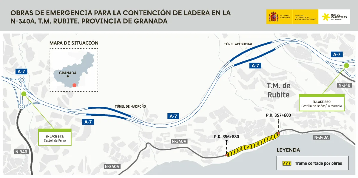 Comienza la obra de contención en la N-340A de Rubite - Rubite - Costa Directo